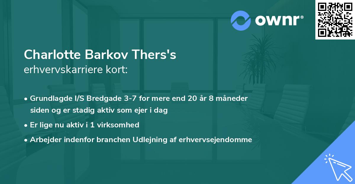 Charlotte Barkov Thers's erhvervskarriere kort