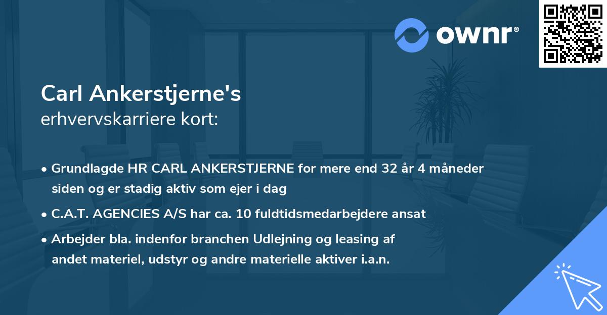 Carl Ankerstjerne's erhvervskarriere kort