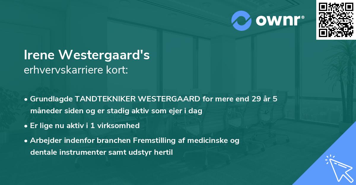 Irene Westergaard's erhvervskarriere kort