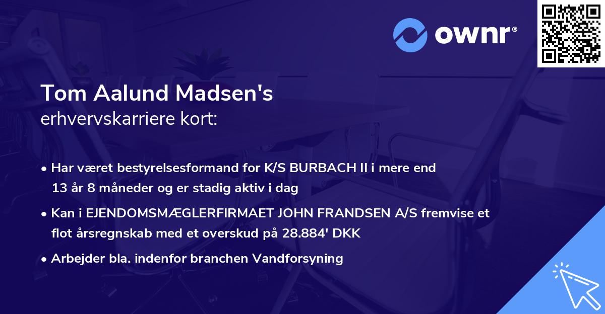 Tom Aalund Madsen's erhvervskarriere kort