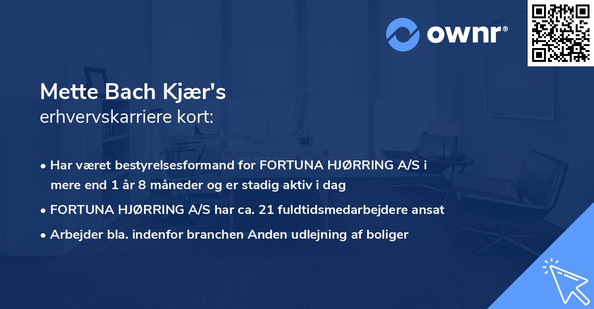 Mette Bach Kjær's erhvervskarriere kort