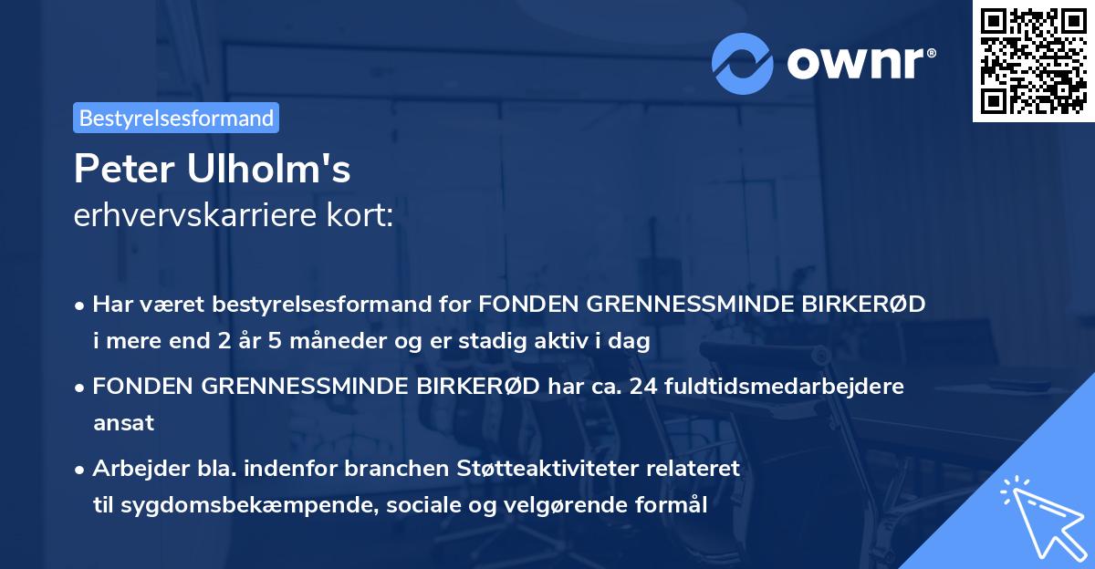 Peter Ulholm's erhvervskarriere kort