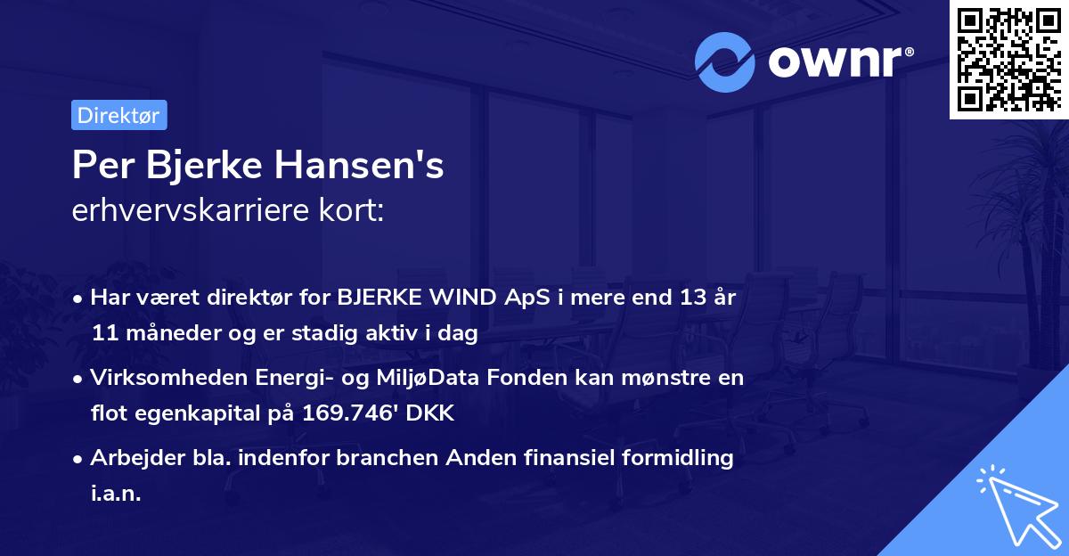 Per Bjerke Hansen's erhvervskarriere kort