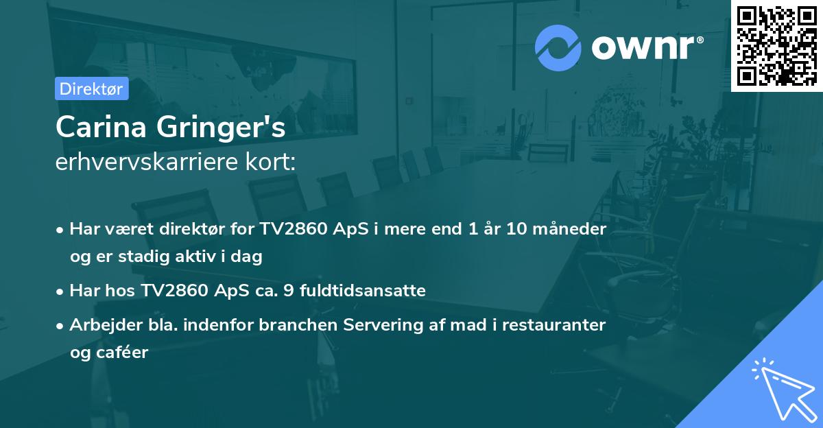 Carina Gringer's erhvervskarriere kort