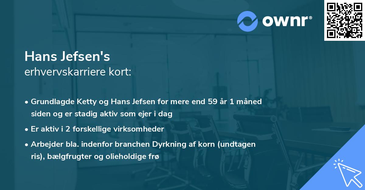 Hans Jefsen's erhvervskarriere kort