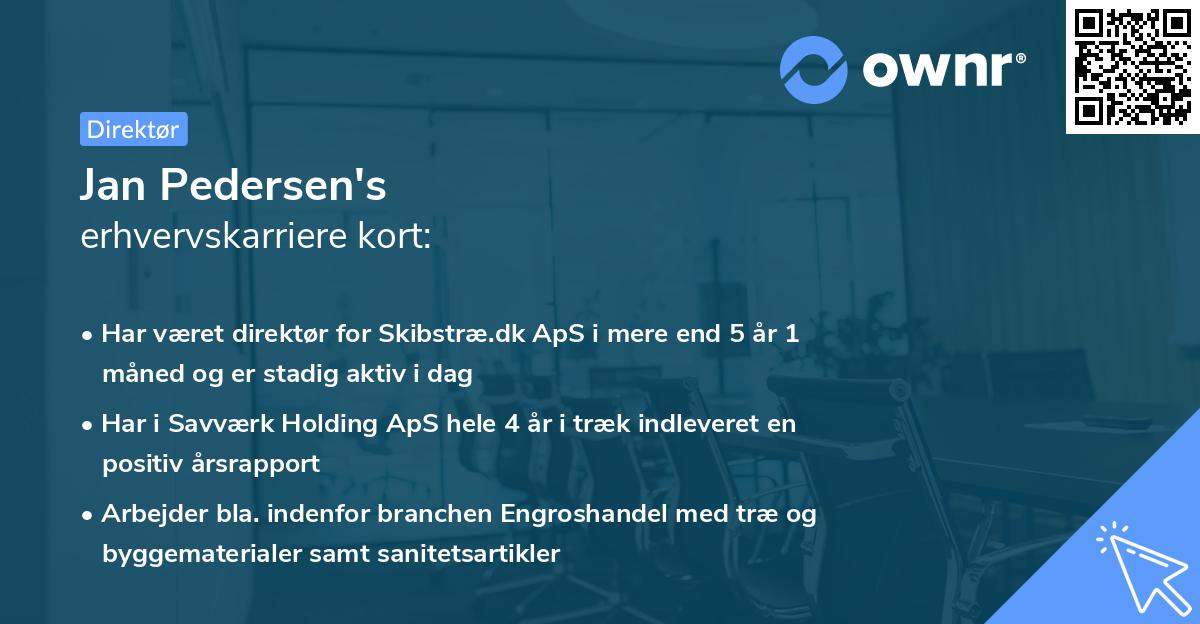 Jan Pedersen's erhvervskarriere kort