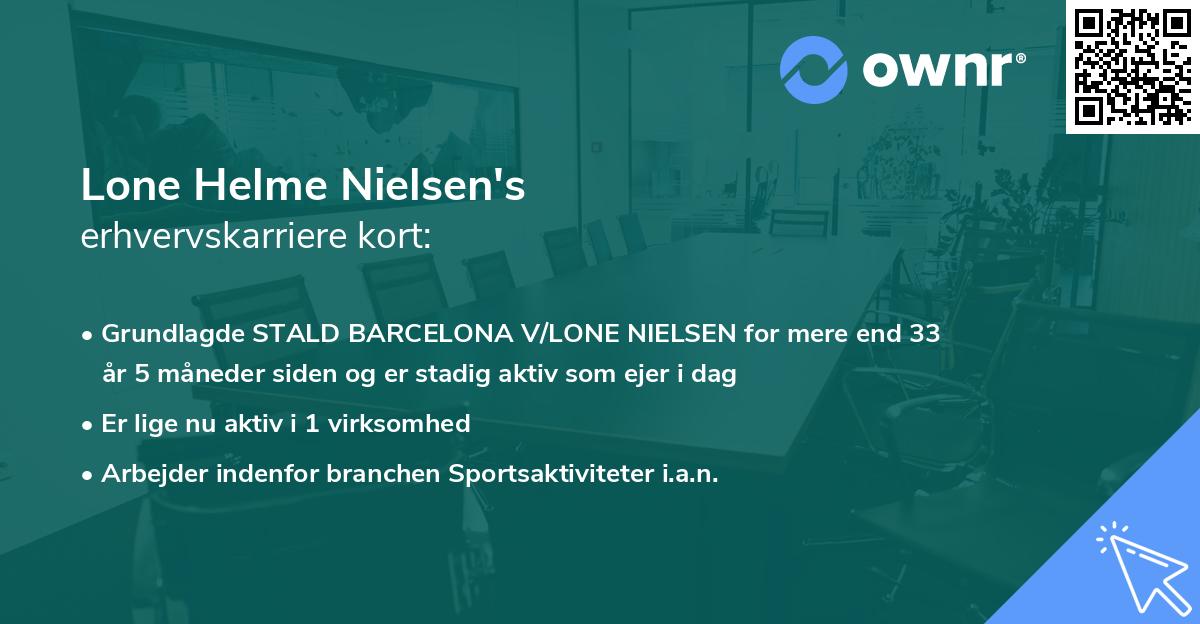 Lone Helme Nielsen's erhvervskarriere kort