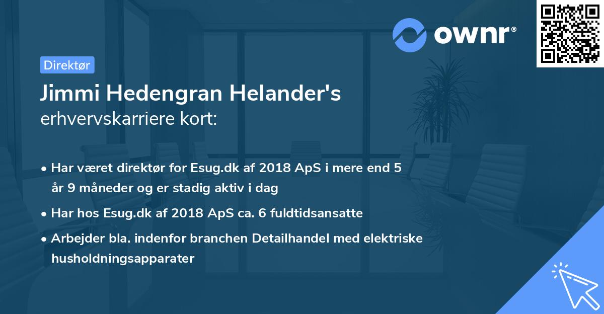 Jimmi Hedengran Helander's erhvervskarriere kort