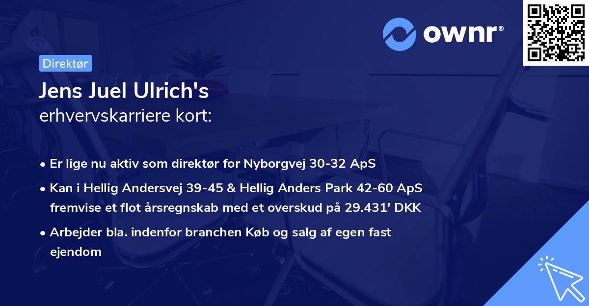 Jens Juel Ulrich's erhvervskarriere kort