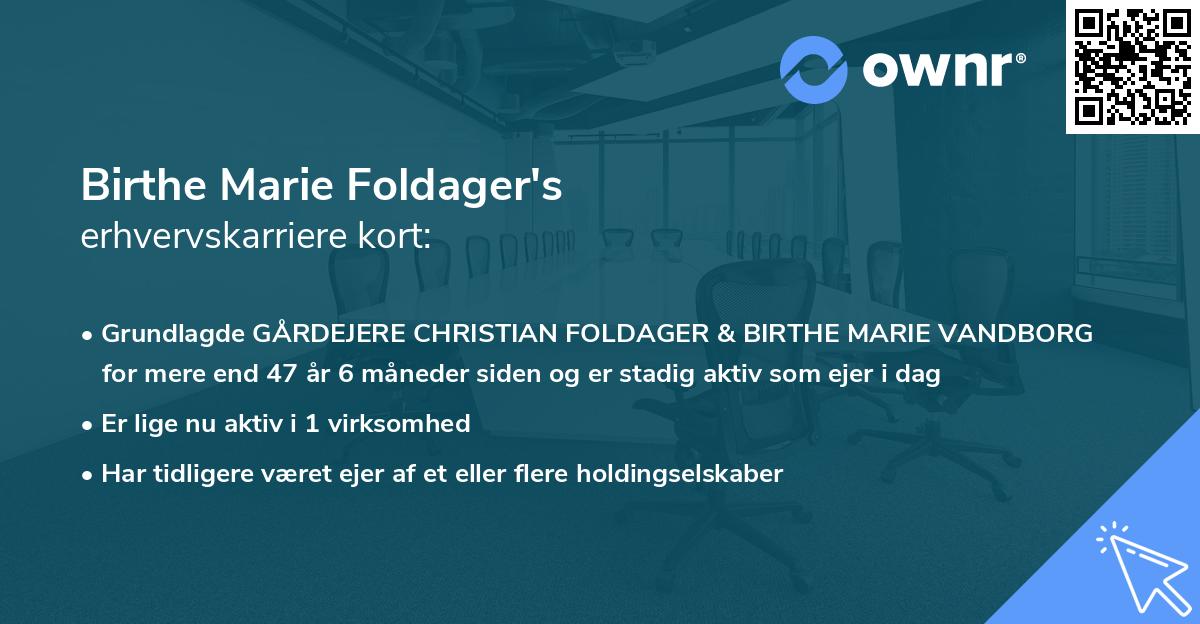 Birthe Marie Foldager's erhvervskarriere kort