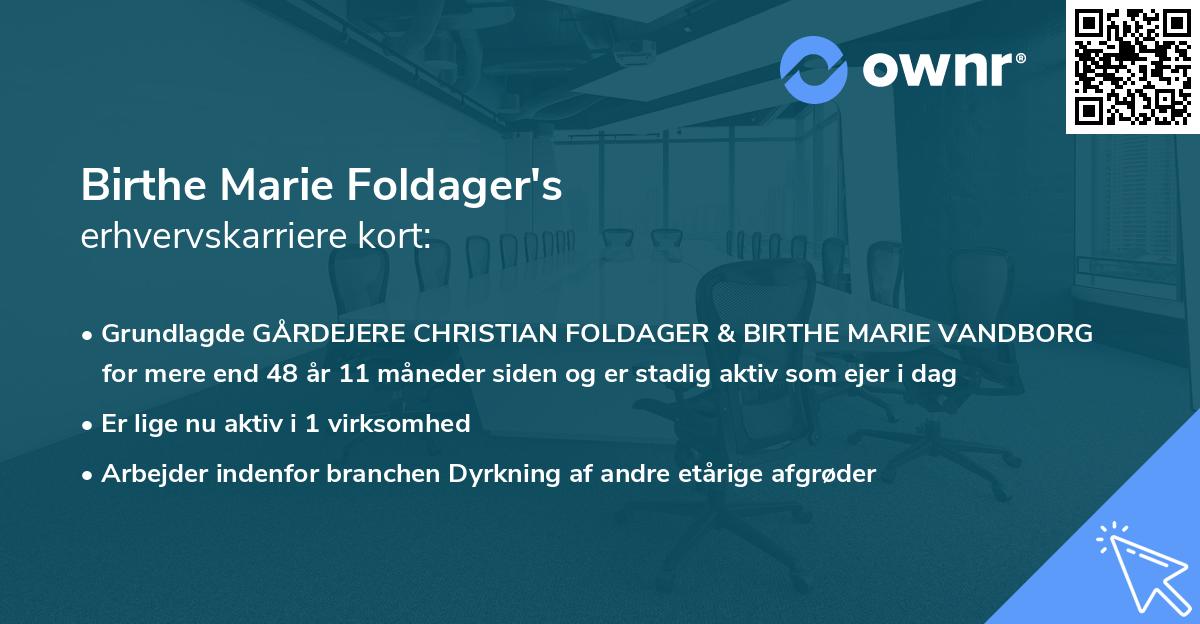 Birthe Marie Foldager's erhvervskarriere kort