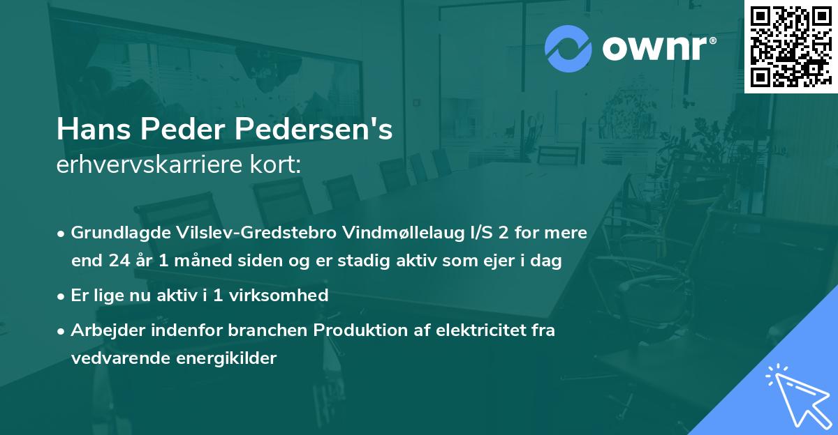 Hans Peder Pedersen's erhvervskarriere kort