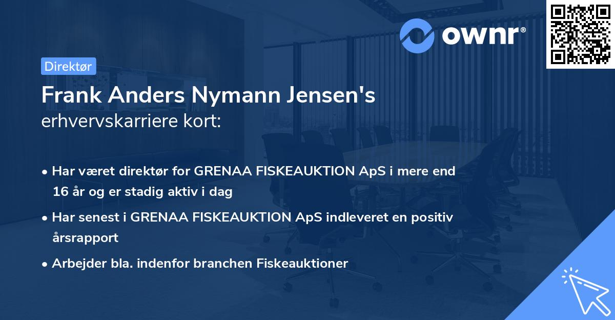 Frank Anders Nymann Jensen's erhvervskarriere kort