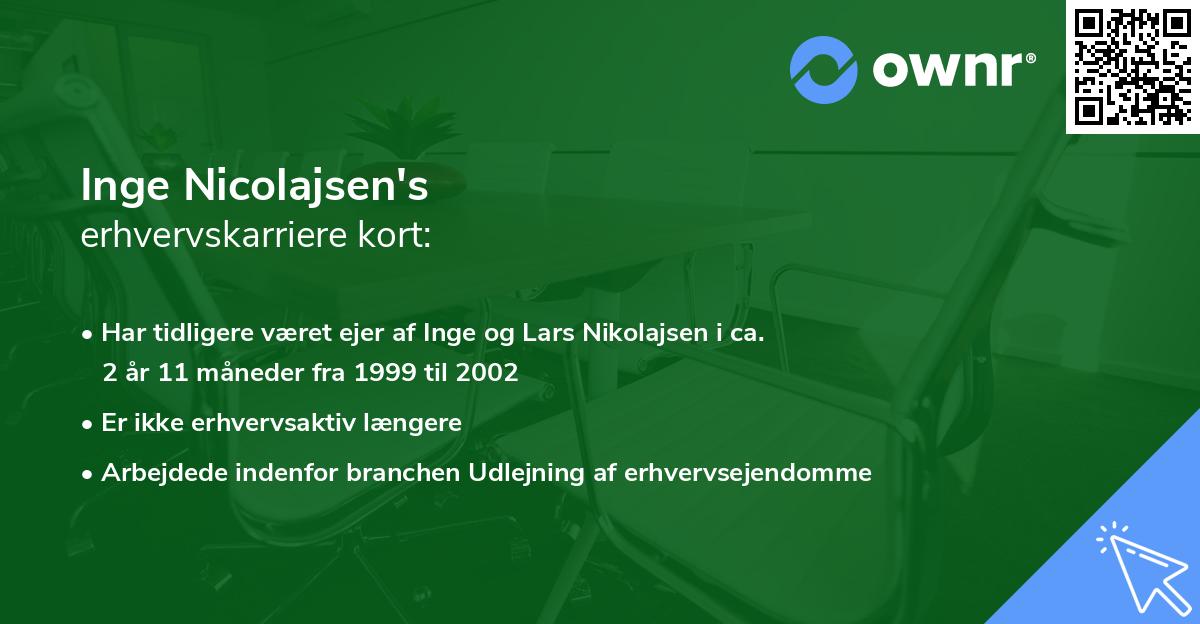 Inge Nicolajsen's erhvervskarriere kort