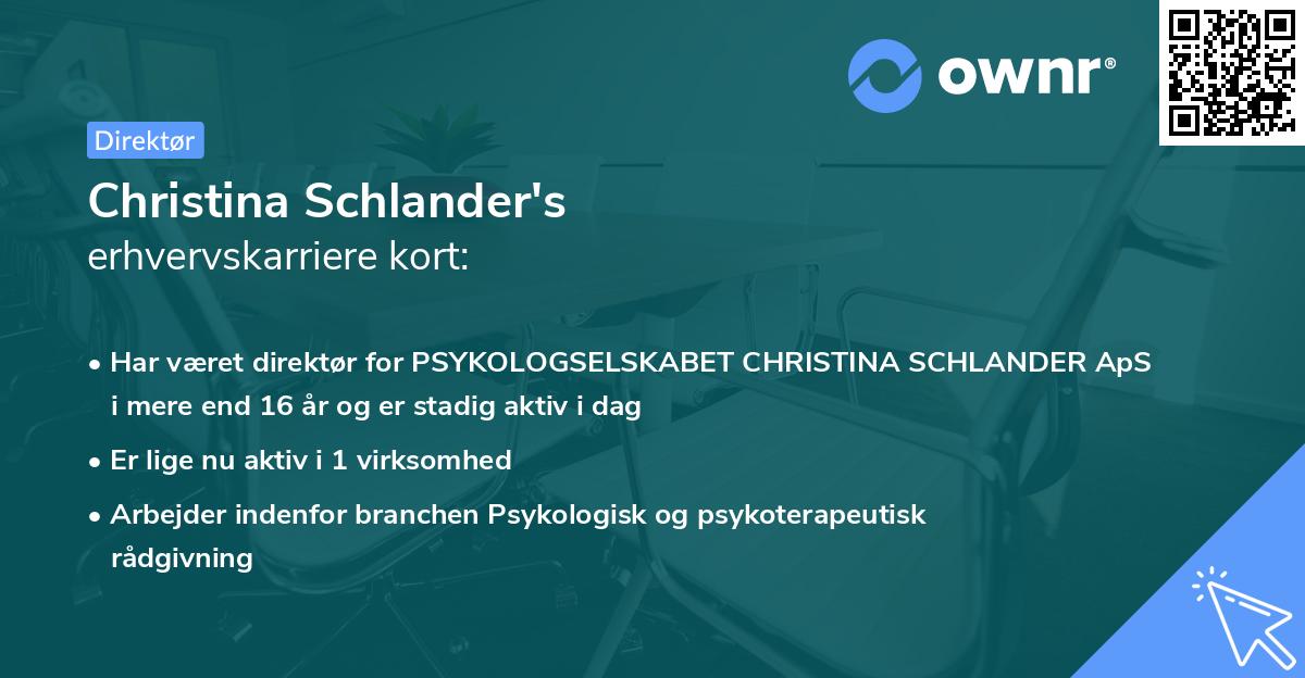 Christina Schlander's erhvervskarriere kort