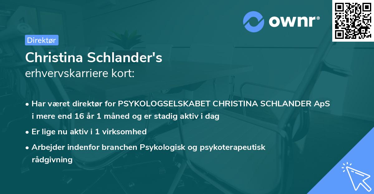 Christina Schlander's erhvervskarriere kort