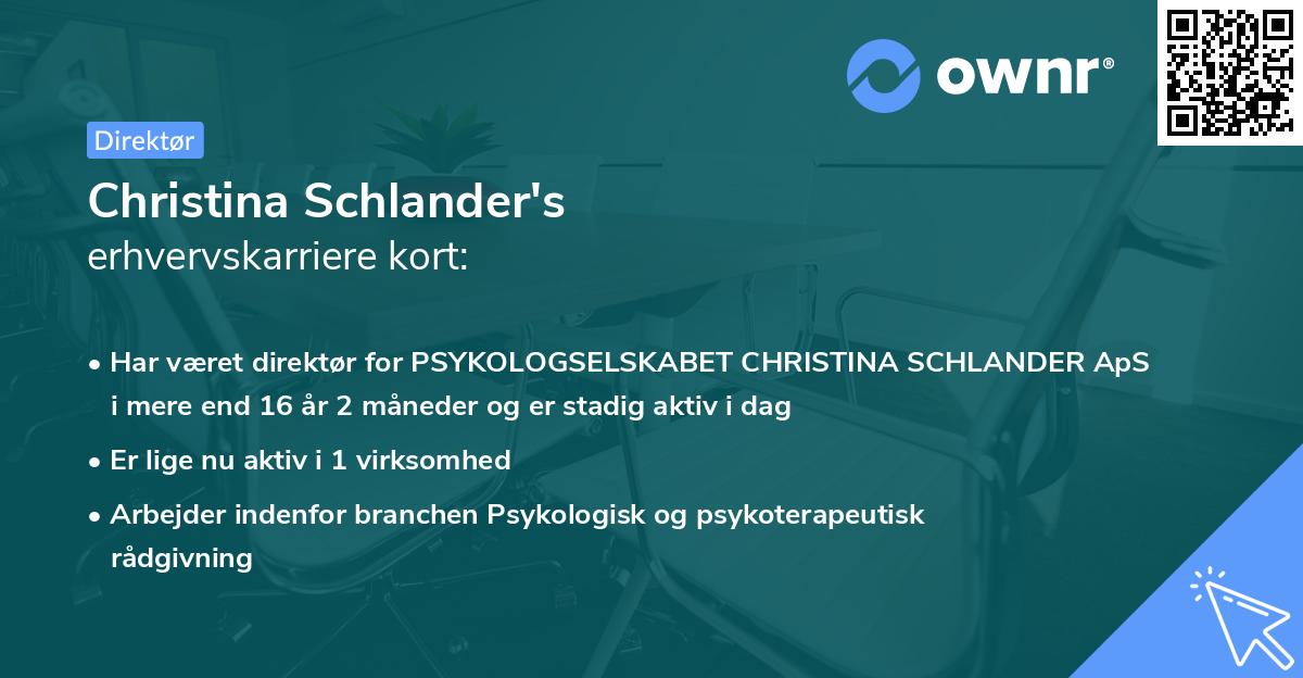 Christina Schlander's erhvervskarriere kort