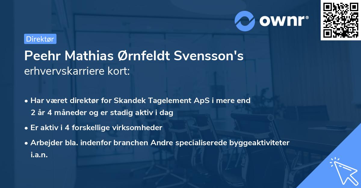 Peehr Mathias Ørnfeldt Svensson's erhvervskarriere kort