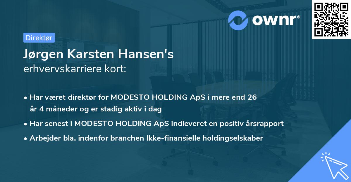 Jørgen Karsten Hansen's erhvervskarriere kort