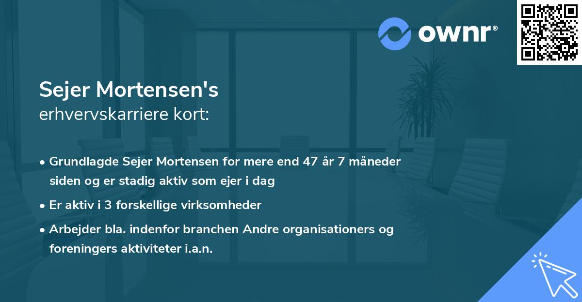 Sejer Mortensen's erhvervskarriere kort