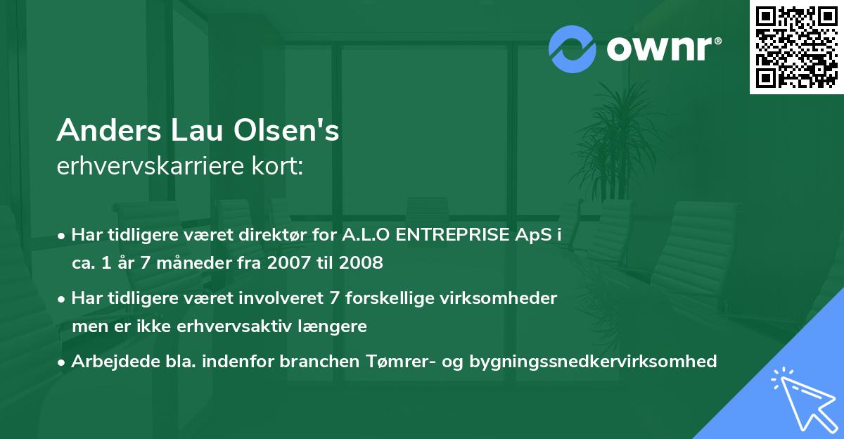 Anders Lau Olsen's erhvervskarriere kort