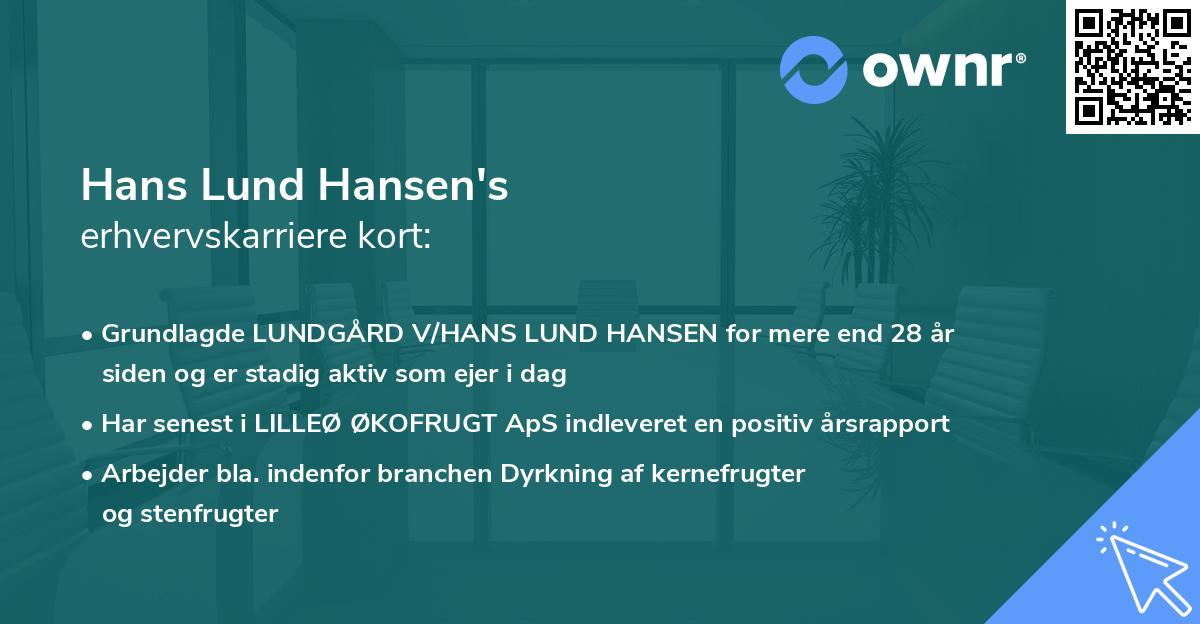 Hans Lund Hansen's erhvervskarriere kort