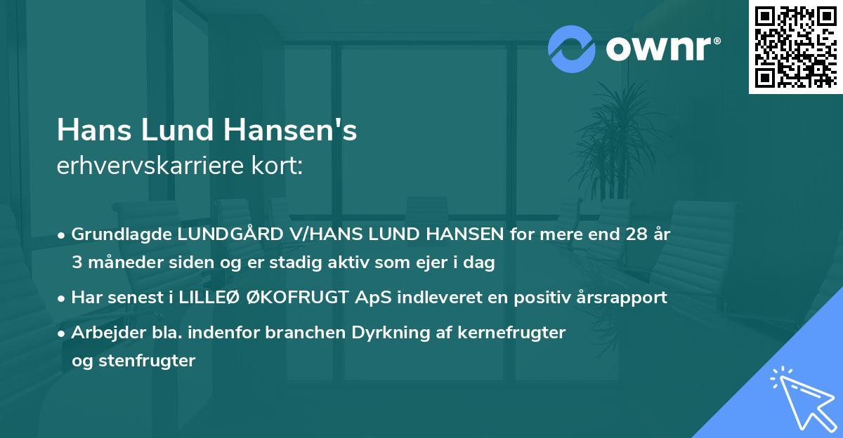 Hans Lund Hansen's erhvervskarriere kort