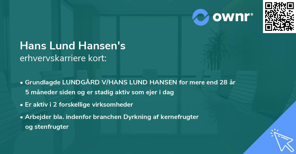 Hans Lund Hansen's erhvervskarriere kort