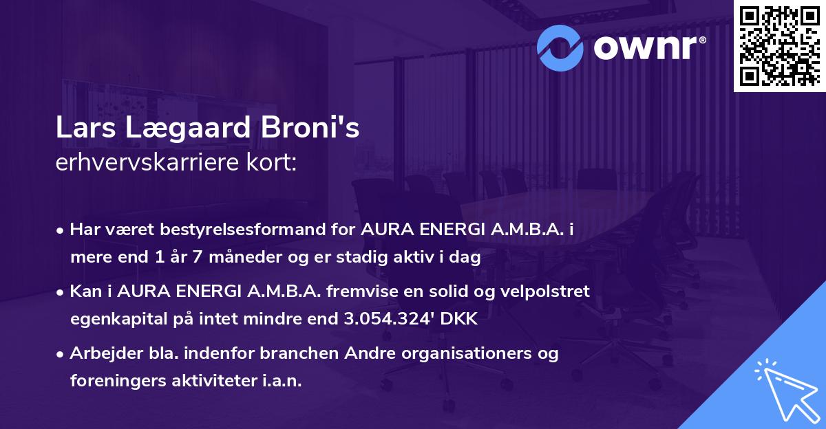 Lars Lægaard Broni's erhvervskarriere kort