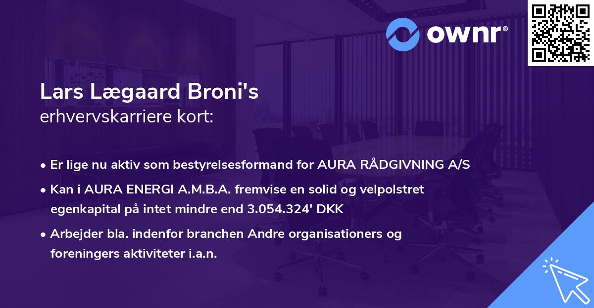 Lars Lægaard Broni's erhvervskarriere kort