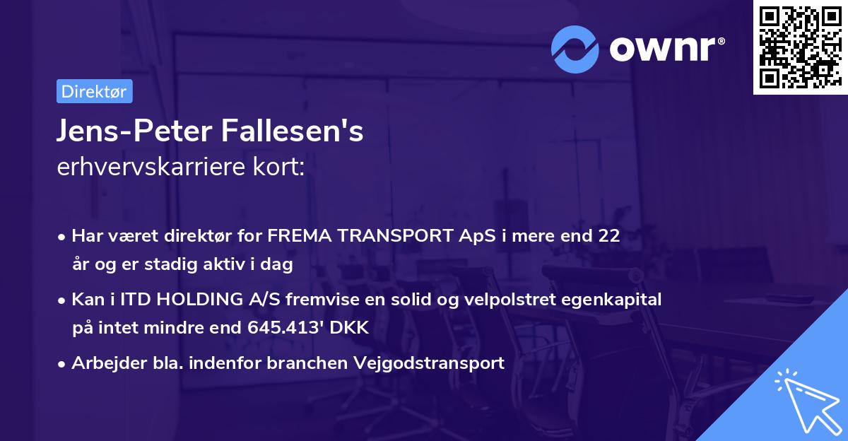 Jens-Peter Fallesen's erhvervskarriere kort