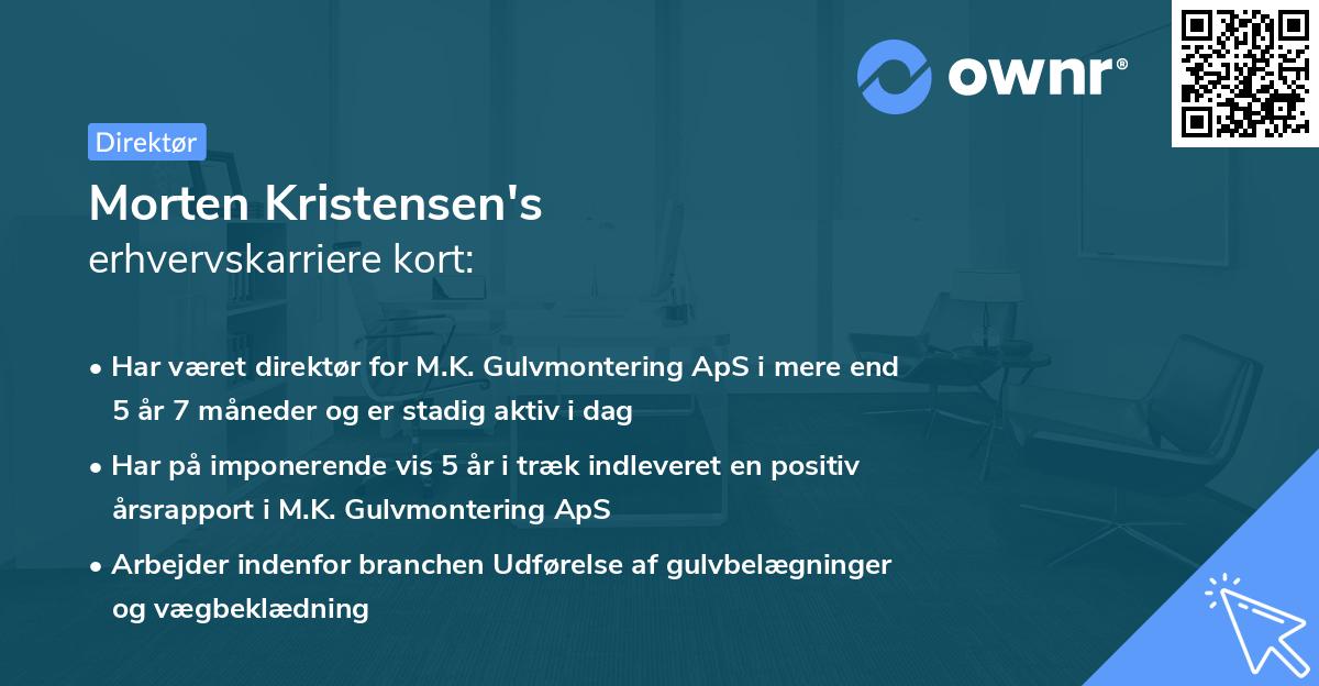 Morten Kristensen's erhvervskarriere kort