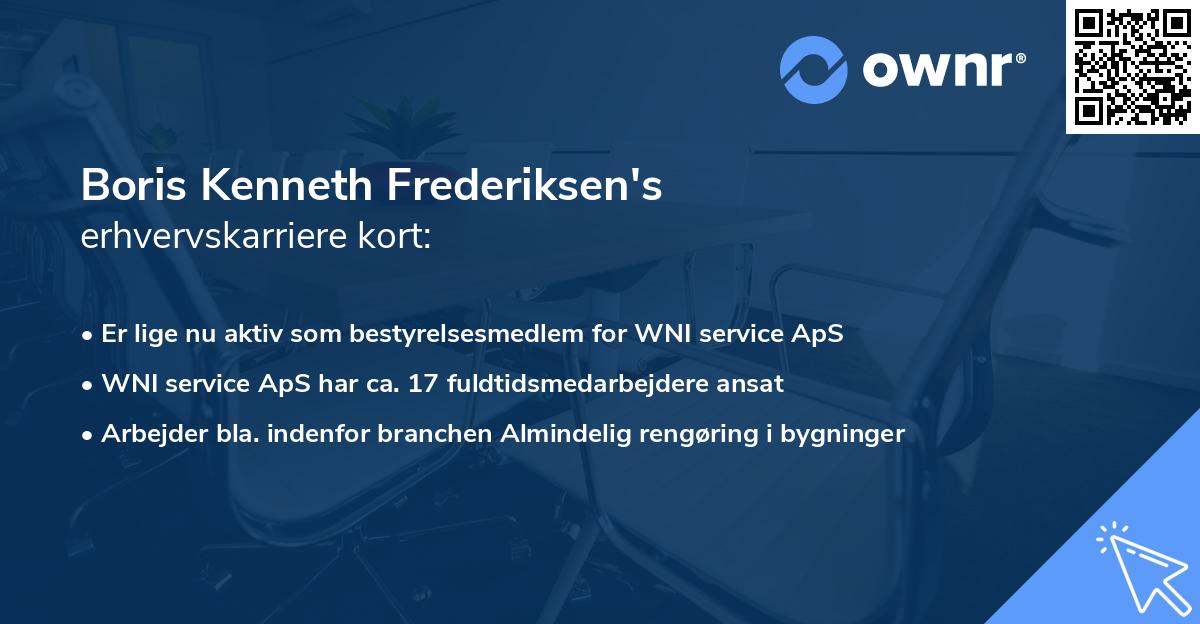 Boris Kenneth Frederiksen's erhvervskarriere kort