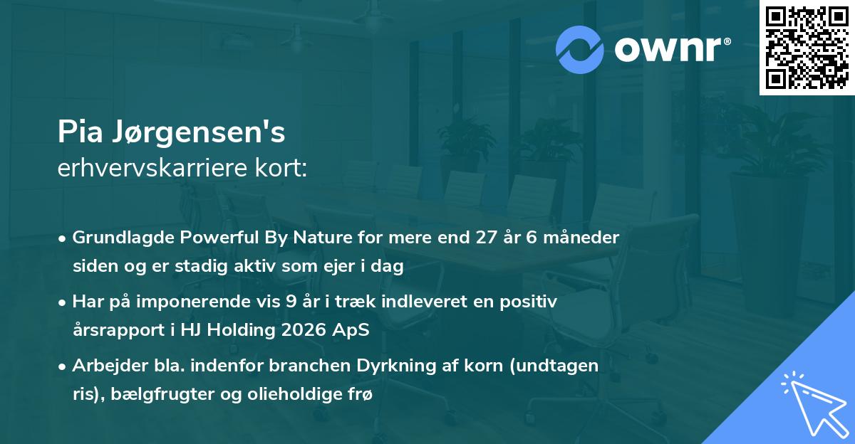 Pia Jørgensen's erhvervskarriere kort