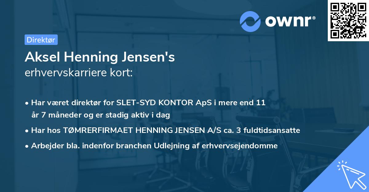 Aksel Henning Jensen's erhvervskarriere kort