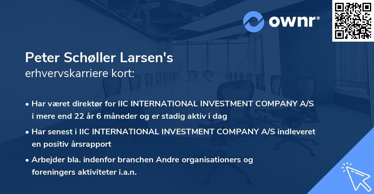 Peter Schøller Larsen's erhvervskarriere kort