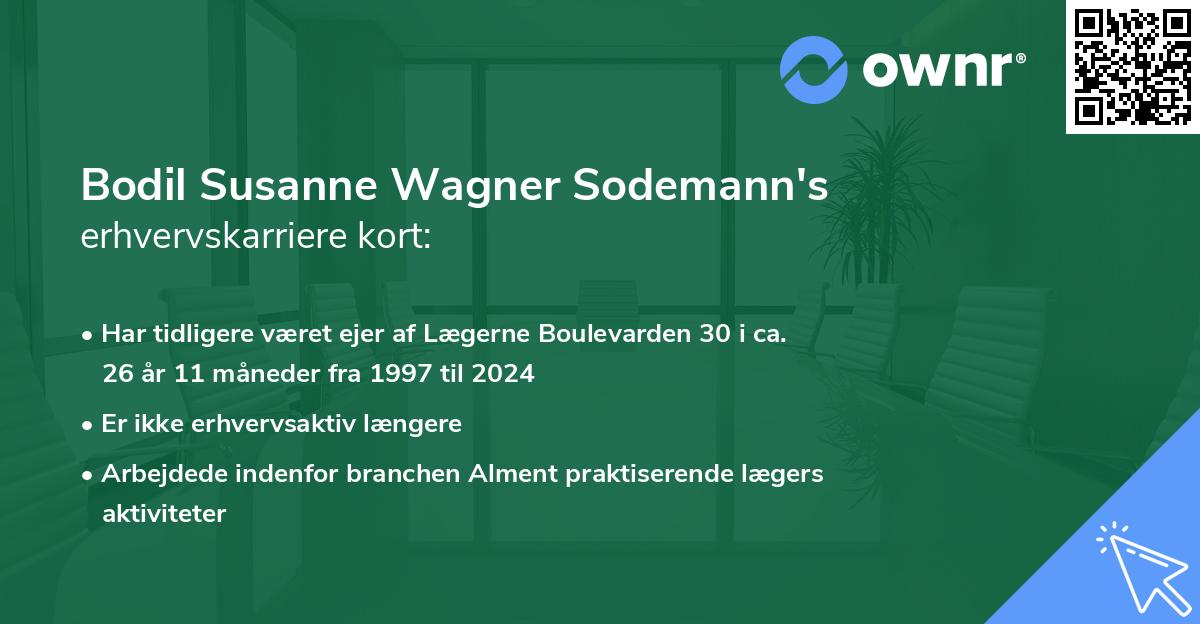 Bodil Susanne Wagner Sodemann's erhvervskarriere kort
