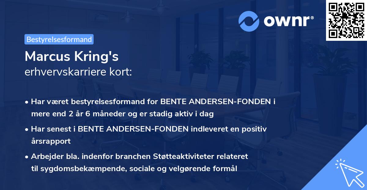 Marcus Kring's erhvervskarriere kort