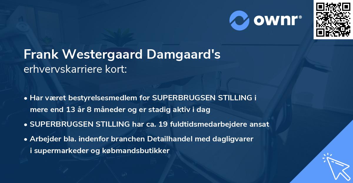 Frank Westergaard Damgaard's erhvervskarriere kort