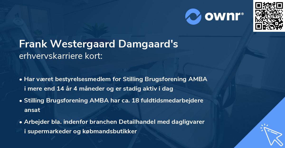 Frank Westergaard Damgaard's erhvervskarriere kort