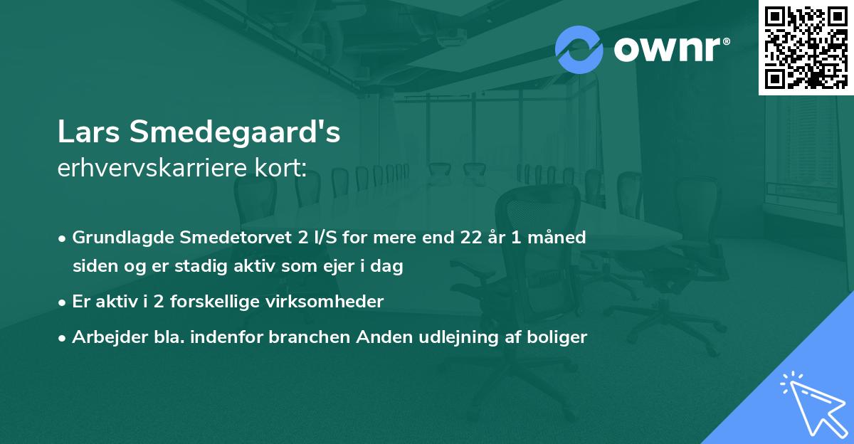 Lars Smedegaard's erhvervskarriere kort