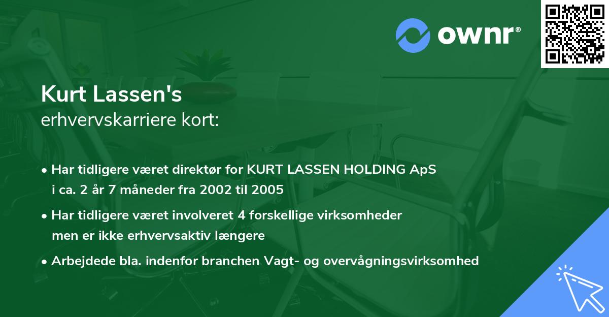 Kurt Lassen's erhvervskarriere kort