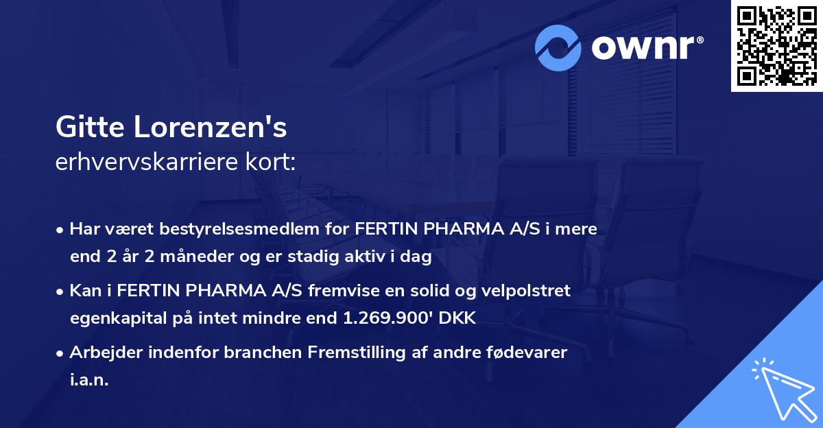 Gitte Lorenzen's erhvervskarriere kort