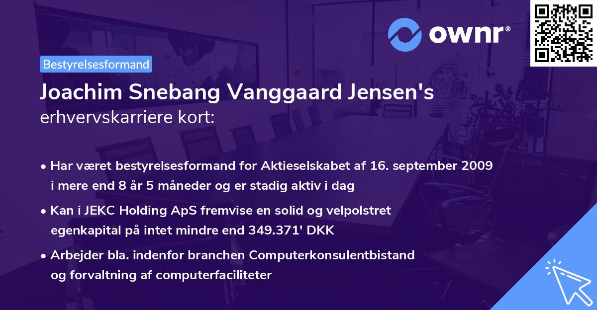 Joachim Snebang Vanggaard Jensen's erhvervskarriere kort