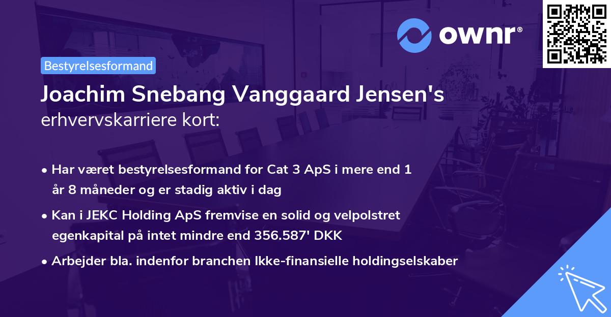 Joachim Snebang Vanggaard Jensen's erhvervskarriere kort