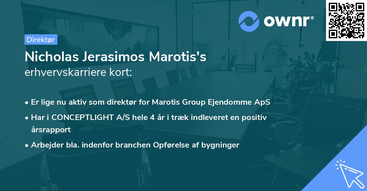 Nicholas Jerasimos Marotis's erhvervskarriere kort