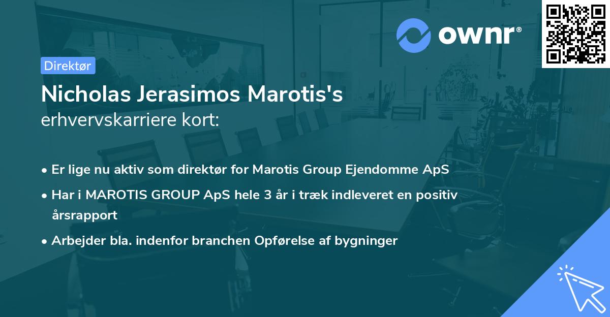 Nicholas Jerasimos Marotis's erhvervskarriere kort