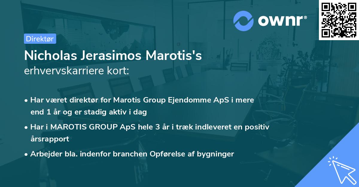 Nicholas Jerasimos Marotis's erhvervskarriere kort