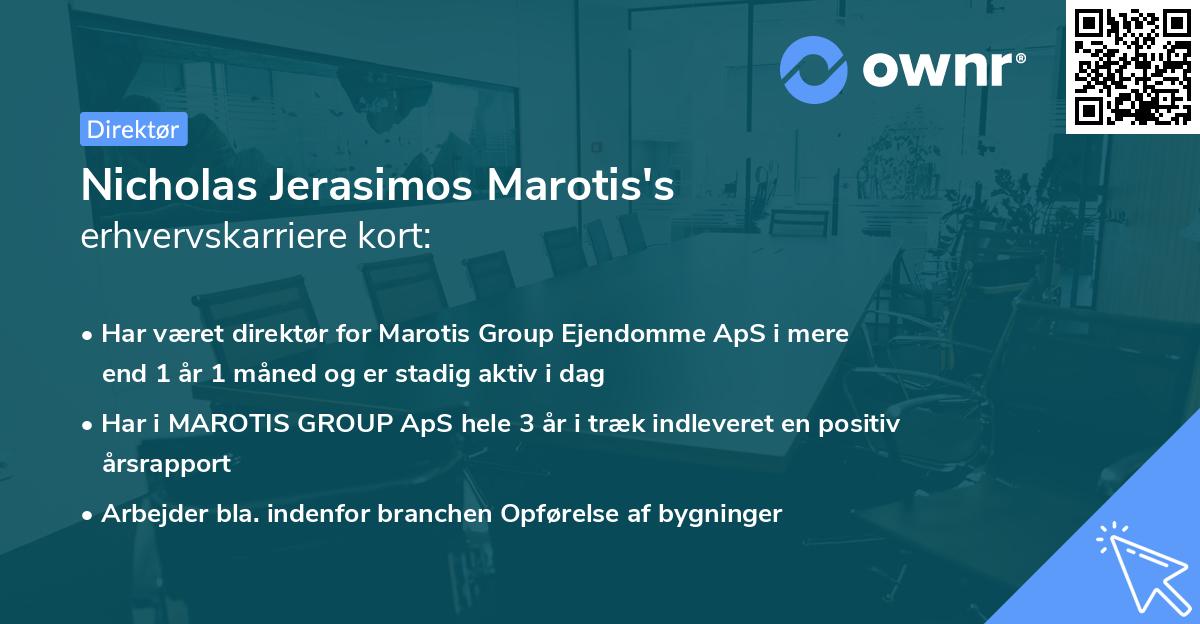 Nicholas Jerasimos Marotis's erhvervskarriere kort