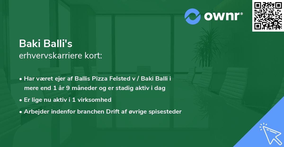 Baki Balli's erhvervskarriere kort